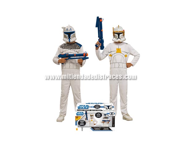 Cofre Clone Wars. Talla de 4 a 6 años. Incluye 2 disfraces más accesorios:
-Capitán Rex: Jumpsuit estampado, Máscara y Blaster.
-Comandante Cody: Jumpsuit estampado, Máscara y Blaster.
Disfraz con licencia Star Wars ideal para regalar en Navidad y en cualquier fecha del año.