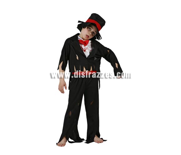 Disfraz de Zombie Elegante infantil para Halloween. Talla de 7 a 9 años. Incluye disfraz completo con sombrero. Éste disfraz de Halloween es ideal para celebrar la Fiesta de la Noche de las Brujas en Pubs, Discotecas, Casas particulares,  Restaurantes o Colegios y ayudar a crear un ambiente terrorífico y tenebroso indispensable para la Noche de Halloween la cual se celebra la víspera de Todos los Santos.
¡¡Compra tu disfraz para Halloween en nuestra tienda de disfraces, será divertido!!
