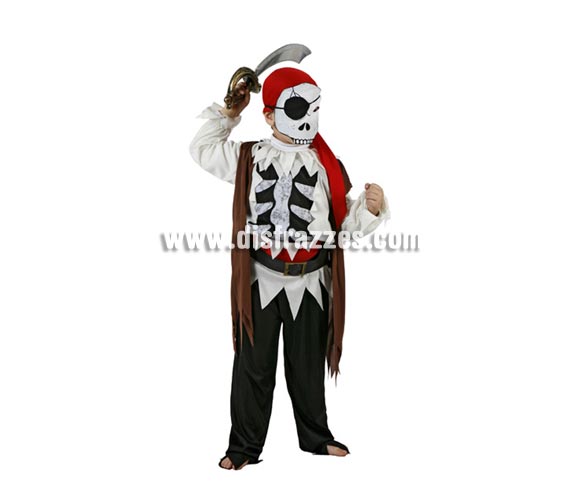 Disfraz de Pirata Esqueleto infantil para Halloween. Talla de 7 a 9 años. Espada NO incluida, podrás verla en la sección Complementos. Éste disfraz de Halloween es ideal para celebrar la Fiesta de la Noche de las Brujas en Pubs, Discotecas, Casas particulares,  Restaurantes o Colegios y ayudar a crear un ambiente terrorífico y tenebroso indispensable para la Noche de Halloween la cual se celebra la víspera de Todos los Santos.
¡¡Compra tu disfraz para Halloween en nuestra tienda de disfraces, será divertido!!
