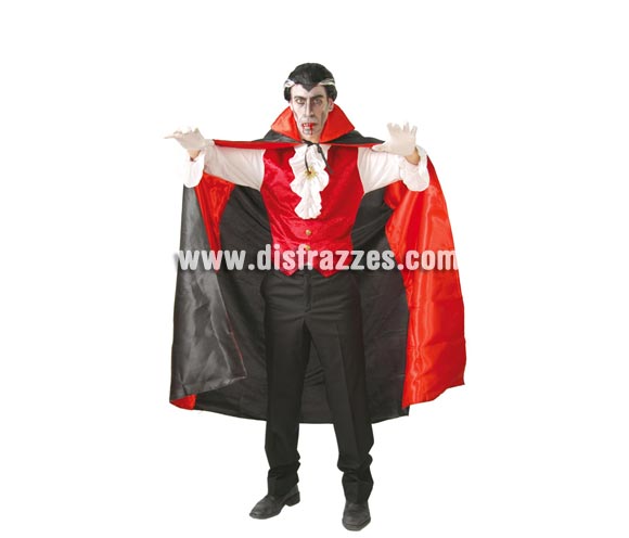 Capa de Vampiro de tela negra y roja infantil de 95 cms.