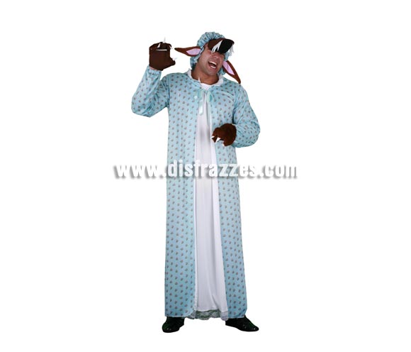 Disfraz barato de Lobo disfrazado de Abuelita adulto. Talla standar 52/54. Incluye gorro con orejas y ocico, camisón con manoplas. Disfraz de Lobo con camisón para hombre. ¡¡Compra tu disfraz para Carnaval en nuestra tienda de disfraces, será divertido!!