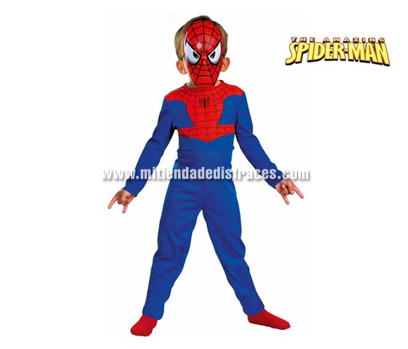 Disfraz de Spiderman infantil. Talla de 7 a 9 años. Incluye mono y careta. Un disfraz con licencia ideal para regalar en Navidad o Reyes Magos o en cualquier fecha del año.
