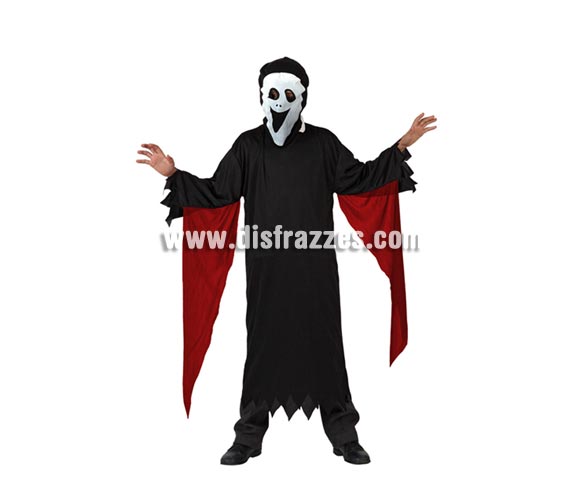 Disfraz de Fantasma o disfraz de Scream infantil para Halloween super barato. Talla de 10 a 12 años. Máscara incluida. Éste disfraz de Halloween es ideal para celebrar la Fiesta de la Noche de las Brujas en Pub's, Discotecas, Casas particulares,  Restaurantes o Colegios y ayudar a crear un ambiente terrorífico y tenebroso indispensable para la Noche de Halloween la cual se celebra la víspera de Todos los Santos.
¡¡Compra tu disfraz para Halloween en nuestra tienda de disfraces, será divertido!!
