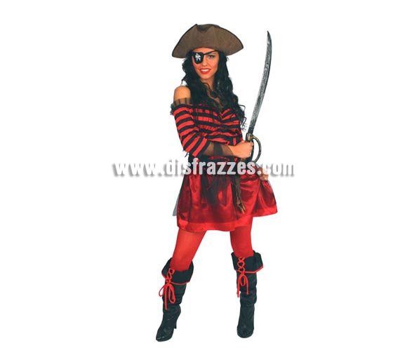 Disfraz de Pirata adulta para Carnavales. Talla única válida hasta la 42/44. Incluye camisa, corsé, falda y cubrebotas. Espada, collar, parche y sombrero NO incluidos, podrás verlos en la sección Complementos. Disfraz de Pirata para mujer. Éste disfraz de Carnaval es ideal para divertirse en las Fiestas de Carnavales tan divertidas y estrambóticas como siempre y que cada vez se celebran en más Pueblos, Villas  y Ciudades, tanto en la calle como en Pubs, Discotecas, Casas particulares, Restaurantes o Colegios y disfrazándote con un traje de Carnaval ayudarás a crear ese ambiente Carnavalesco, tan divertido, multicolor y variopinto que a todos nos fascina y nos divierte.
¡¡Compra tu disfraz para Carnaval en nuestra tienda de disfraces, será divertido!!
