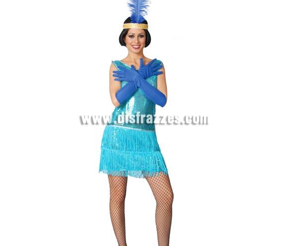 Disfraz de Charlestón azul adulta para Carnavales. Talla única válida hasta la 42/44. Incluye cinta de la cabeza y vestido. Pluma NO incluida, guantes NO incluidos, podrás verlos en la sección Complementos. Éste disfraz de Carnaval es ideal para divertirse en las Fiestas de Carnavales tan divertidas y estrambóticas como siempre y que cada vez se celebran en más Pueblos, Villas  y Ciudades, tanto en la calle como en Pubs, Discotecas, Casas particulares, Restaurantes o Colegios y disfrazándote con un traje de Carnaval ayudarás a crear ese ambiente Carnavalesco, tan divertido, multicolor y variopinto que a todos nos fascina y nos divierte.
¡¡Compra tu disfraz para Carnaval en nuestra tienda de disfraces, será divertido!!
