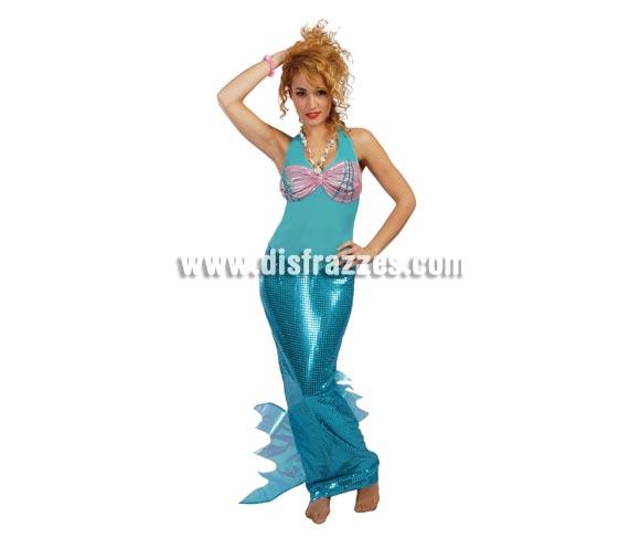 Disfraz de Sirena adulta para Carnavales. Talla única válida hasta la 42/44. Incluye el vestido. Disfraz de Ariel, la Princesa de los Mares para mujer.