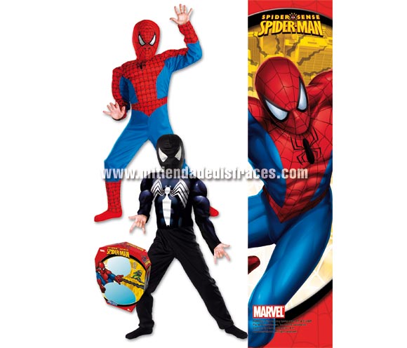 Disfraz de Spiderman reversible infantil. Disponible en varias tallas. Incluye disfraz y careta. Disfraz con licencia ideal para regalar en Navidad y Reyes y en cualquier fecha del año. Presentación en caja.