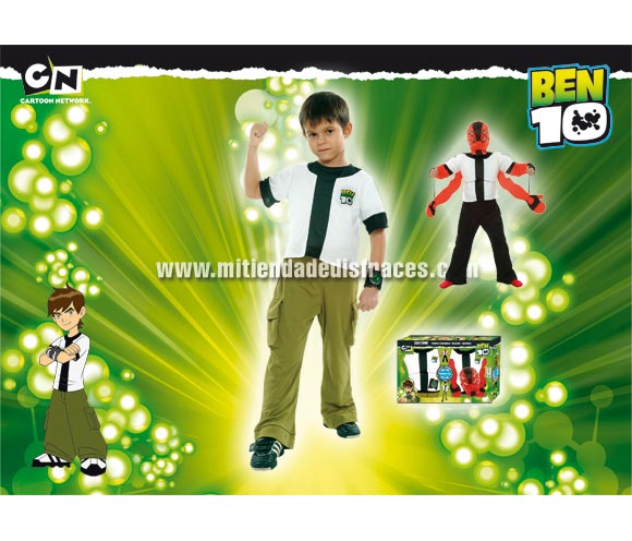 Disfraz de Ben Ten reversible infantil. Disponible en varias tallas. Incluye disfraz reversible. Disfraz con licencia BEN 10 de CARTOON NETWORK ideal para pedir a los Reyes Magos o Papa Noel. Presentación en caja regalo.