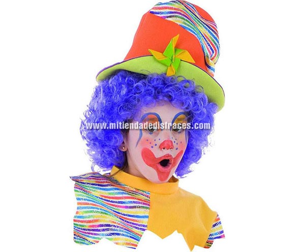 Peluca de Payaso rizada deluxe. Alta Calidad. Disponible en varios colores. Sombrero NO incluido, podrás encontrar en nuestra sección de Complementos.