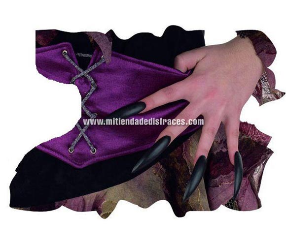 Uñas adhesivas de Bruja color negro deluxe.