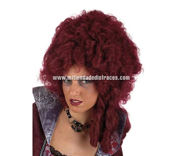 Peluca Dama Época burdeos deluxe. Alta calidad. Talla universal. Disponible en 2 colores.