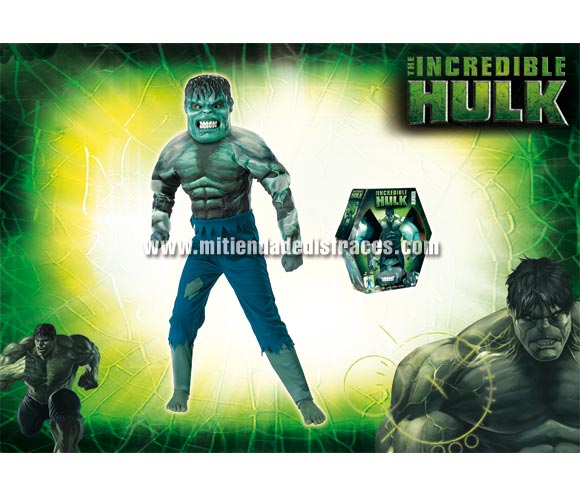 Disfraz de Hulk infantil. Disponible en varias tallas. Incluye disfraz con músculos y careta. Disfraz con licencia ideal para pedir a los Reyes Magos o Papa Noel. Presentación en caja regalo.