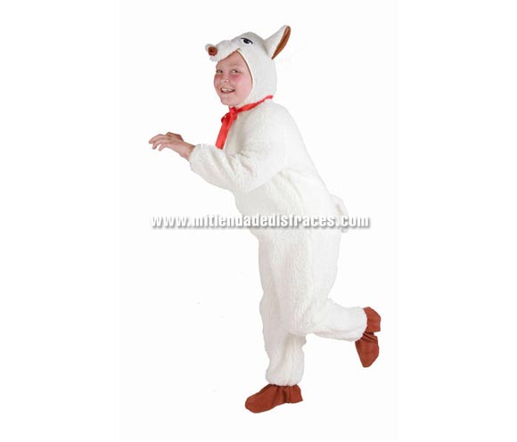 Disfraz de Ovejita infantil. Alta calidad. Hecho en España. Disponible en varias tallas. Incluye lazo y mono con capucha y cubrepies. Disfraz de Oveja para Navidad.