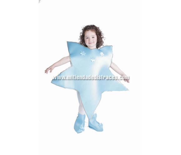 Disfraz de Estrella de Navidad Infantil. Alta calidad. Hecho en España. Disponible en varias tallas. Incluye traje y cubrebotas. También en color dorado, si lo quieres en éste color, indícalo en observaciones, si no lo haces, te lo mandaremos en color azul.