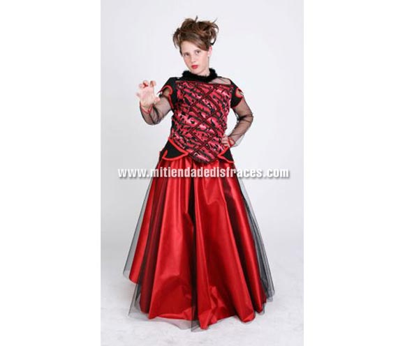 Disfraz de Vampiresa infantil. Alta calidad. Hecho en España. Disponible en varias tallas. Incluye cuerpo y falda con tul.
