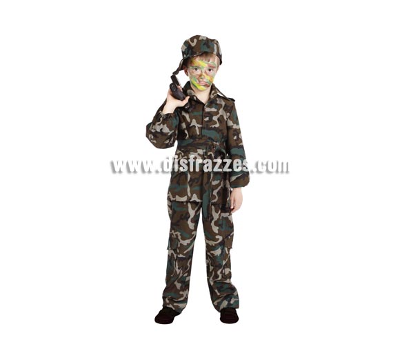 Disfraz de militar camuflaje infantil para Carnaval. Varias tallas. Alta calidad. Hecho en España. Éste disfraz de Carnaval es ideal para divertirse en las Fiestas de Carnavales tan divertidas y estrambóticas como siempre y que cada vez se celebran en más Pueblos, Villas  y Ciudades, tanto en la calle como en Pubs, Discotecas, Casas particulares,  Restaurantes o Colegios y disfrazándote con un traje de Carnaval ayudarás a crear ese ambiente Carnavalesco, tan divertido, multicolor y variopinto  que a todos nos fascina y nos divierte.
¡¡Compra tu disfraz para Carnaval en nuestra tienda de disfraces, será divertido!!
