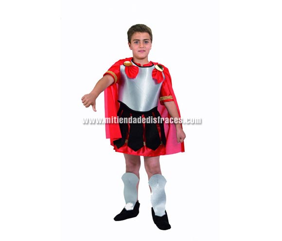 Disfraz de Romano infantil. Alta calidad. Hecho en España. Disponible en varias tallas. Incluye cubrepies, espinilleras, traje, armadura y capa.