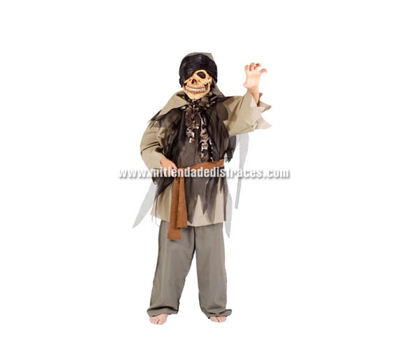 Disfraz de Pirata Zombie infantil. Buena calidad. Hecho en España. Disponible en varias tallas. Máscara NO incluida. Disfraz de los piratas malos de la peli PIRATAS DEL CARIBE