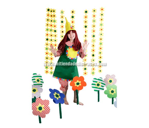 Disfraz de Elfa adulta. Alta calidad. Hecho en España. Talla única 40/44. Incluye gorro, casaca-camisa y pololos. Disfraz de Enanita, Duende o Gnoma.