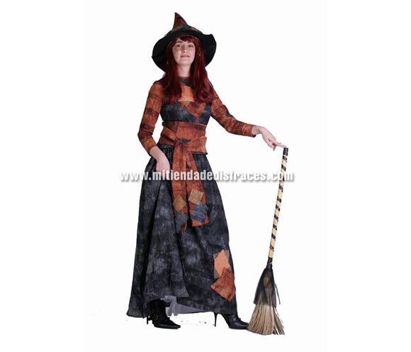 Disfraz de Bruja adulta. Alta calidad. Hecho en España. Talla única 40/44. Incluye gorro y vestido. Escoba NO incluida, podrás verla en la sección de Complementos.
