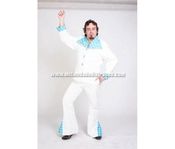 Disfraz de Tony Manolo adulto. Alta calidad. Hecho en España. Talla única 52/56. Incluye chaqueta y pantalones. Disfraz de Tony Manero.