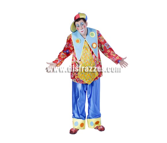 Disfraz de Payaso o Payasito adulto para Carnaval. Talla única 50. Zapatones NO incluidos, podrás verlos en la sección de Complementos para Carnaval. Buena calidad. Hecho en España. Éste disfraz de Carnaval es ideal para divertirse en las Fiestas de Carnavales tan divertidas y estrambóticas como siempre y que cada vez se celebran en más Pueblos, Villas  y Ciudades, tanto en la calle como en Pubs, Discotecas, Casas particulares,  Restaurantes o Colegios y disfrazándote con un traje de Carnaval ayudarás a crear ese ambiente Carnavalesco, tan divertido, multicolor y variopinto  que a todos nos fascina y nos divierte.
¡¡Compra tu disfraz para Carnaval en nuestra tienda de disfraces, será divertido!!
