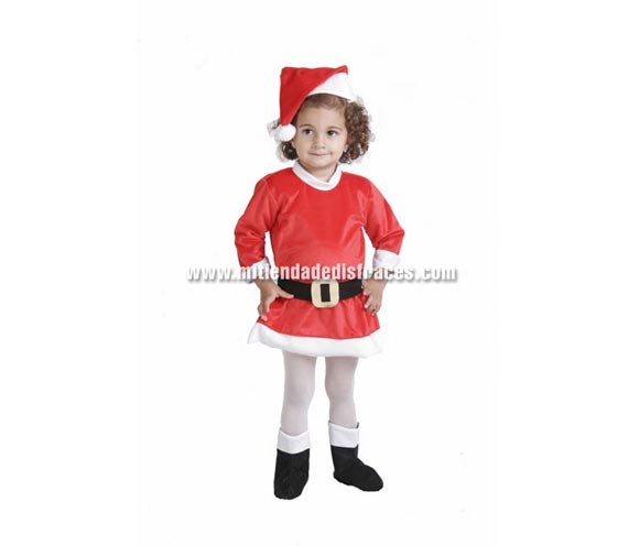 Disfraz de Mama Noel. Talla de 18 meses. Alta calidad. Hecho en España. Incluye gorro, vestido, cinturón y cubrepies.