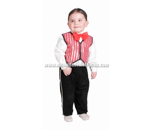 Disfraz de Cabaretero infantil. Talla de 18 meses. Alta calidad. Hecho en España. Incluye pajarita, chaleco y pantalón. Camisa NO incluida.
