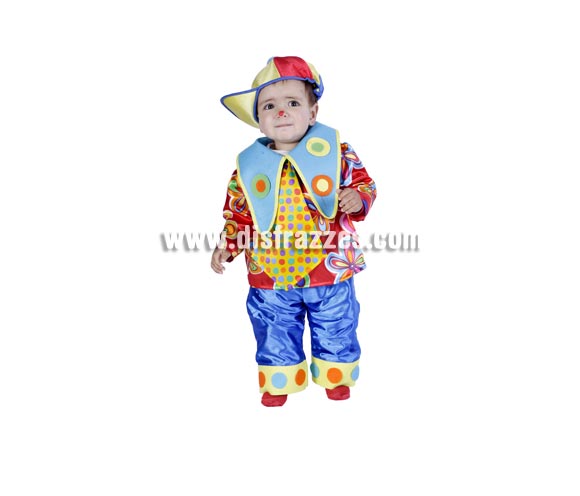 Disfraz barato de Payaso o Payasito bebé para Carnaval. Talla de 18 meses. Buena calidad. Hecho en España. Éste disfraz de Carnaval es ideal para divertirse en las Fiestas de Carnavales tan divertidas y estrambóticas como siempre y que cada vez se celebran en más Pueblos, Villas  y Ciudades, tanto en la calle como en Pubs, Discotecas, Casas particulares,  Restaurantes o Colegios y disfrazándote con un traje de Carnaval ayudarás a crear ese ambiente Carnavalesco, tan divertido, multicolor y variopinto  que a todos nos fascina y nos divierte.
¡¡Compra tu disfraz para Carnaval en nuestra tienda de disfraces, será divertido!!
