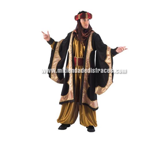 Disfraz de Heraldo Real Extralujo. Altísima calidad. Disponible en varias tallas. Incluye camisa, pantalón, cinturón, turbante y abrigo. Disfraz de Heraldo para Cabalgata de Reyes de Ayuntamientos, etc. También se usa como disfraz de Árabe.