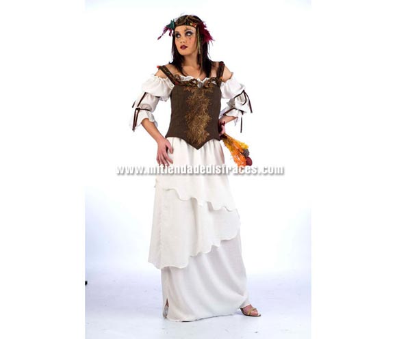 Disfraz de Medieval Otoño Superluxe. Alta calidad en telas y acabados. Fabricado en España. Disponible en varias tallas. Incluye vestido, corpiño y diadema.
