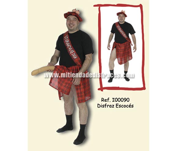 Disfraz de Escocés con sorpresa adulto. Talla Universal. Incluye gorro con tetas, falda con Sorpresa y cinta con impresión ÉSTE SOPLAGAITAS SE CASA. Un disfraz ideal para Despedidas de Soltero.