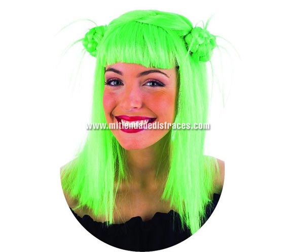 Peluca nudos verde deluxe. Alta calidad. Talla universal.