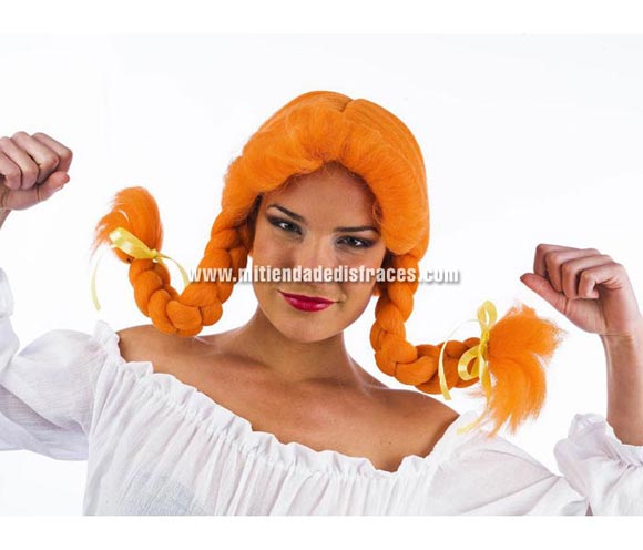 Peluca Pippi deluxe. Alta calidad. Talla universal.
