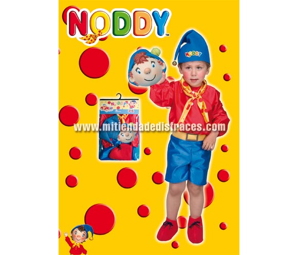 Disfraz de Noddy infantil. Disponible en varias tallas. Incluye gorro, disfraz, pañuelo y careta. Disfraz con licencia ideal como regalo en Reyes y Papa Noel. Presentación en percha y bolsa.