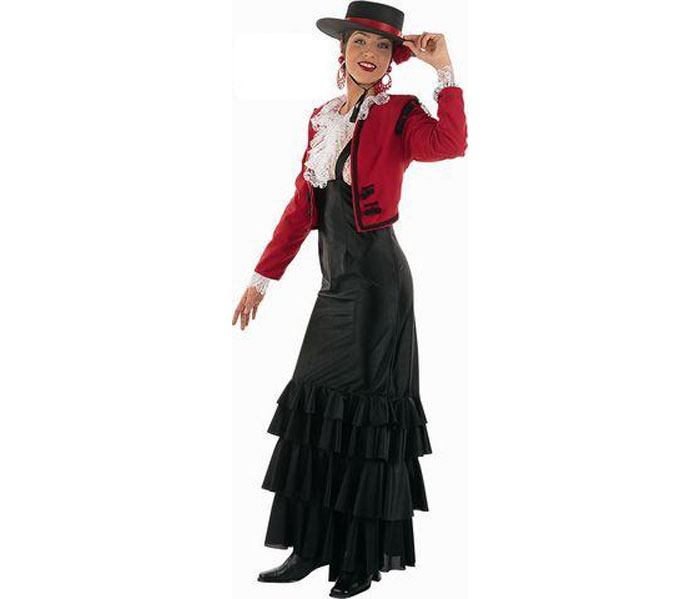 Disfraz de Cordobesa adulta Deluxe. Alta calidad. Hecho en España. Disponible en varias tallas. Incluye falda con tirantes y chaqueta con camisa. Sombrero NO incluido. Podrás verlo en la sección Complementos.