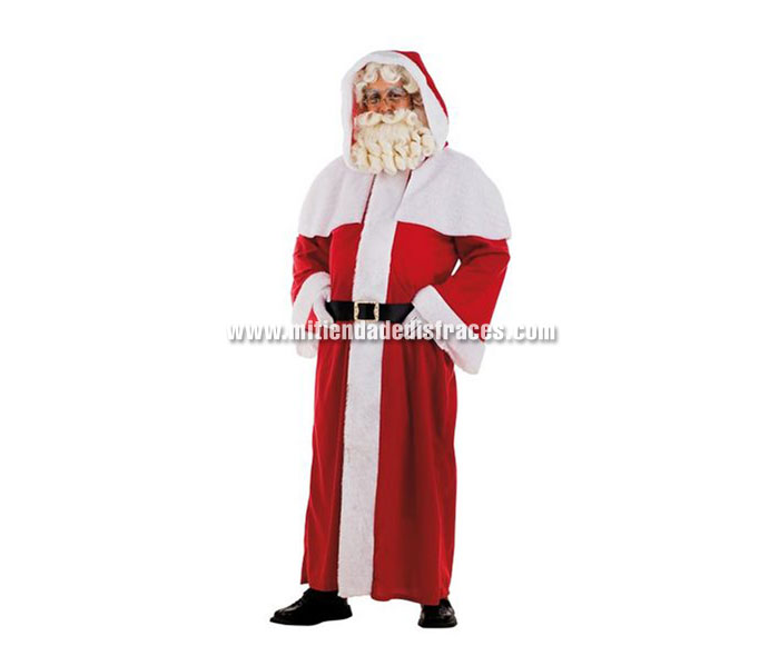 Disfraz de Papa Noel Abrigo Deluxe adulto. Disponible en varias tallas. Incluye cinturón y abrigo con capucha. Gafas, Peluca y Barba NO incluidas, podrás verlas en la sección de Complementos.