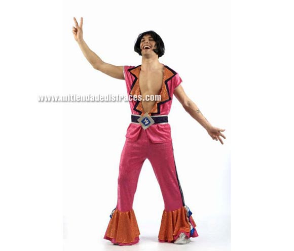 Disfraz de Disco Petros adulto Deluxe. Alta calidad. Hecho en España. Disponible en varias tallas. Incluye camisa, pantalón, cinturón y cubrebotas. Peluca NO incluida, podrás verla en la sección Pelucas. Para ser el Rey de la Disco.