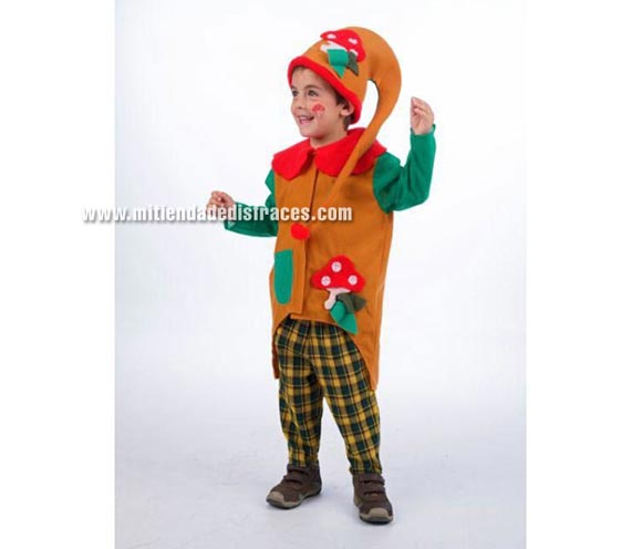 Disfraz de Elfo del Bosque infantil Deluxe. Hecho en España. Disponible en varias tallas. Incluye pantalón, gorro y chaqueta.