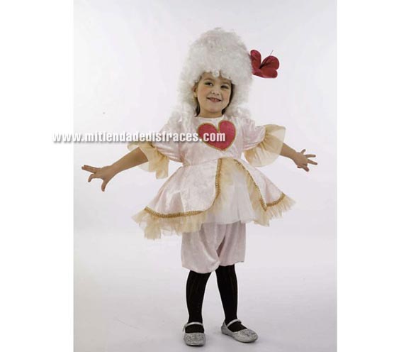 Disfraz de Damita Corazón infantil Deluxe. Hecho en España. Disponible en varias tallas. Incluye pololos, vestido y diadema. Peluca NO incluida, podrás verla en la sección Pelucas.