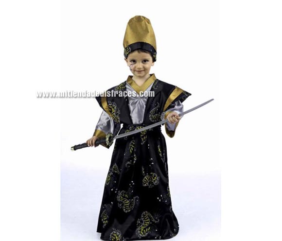 Disfraz de Samurai Takeda infantil Deluxe. Hecho en España. Disponible en varias tallas. Incluye camisa, kimono y gorro. Espada NO incluida, podrás verla en la sección Complementos.