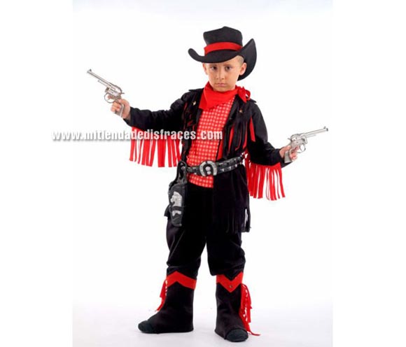 Disfraz de Vaquero Harry infantil Deluxe. Hecho en España. Disponible en varias tallas. Incluye pantalón, cubrebotas, pañuelo, sombrero y chaqueta con camisa. Cartuchera y pistolas NO incluidas, podrás verlas en la sección Complemantos.