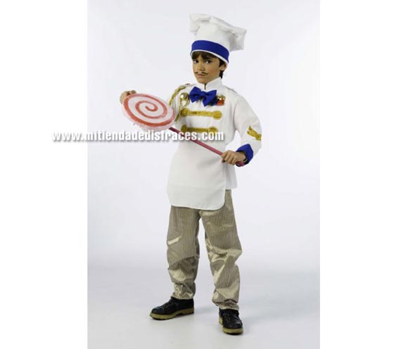 Disfraz de Cocinero infantil Deluxe. Hecho en España. Disponible en varias tallas. Incluye camisa, pantalón y gorro.