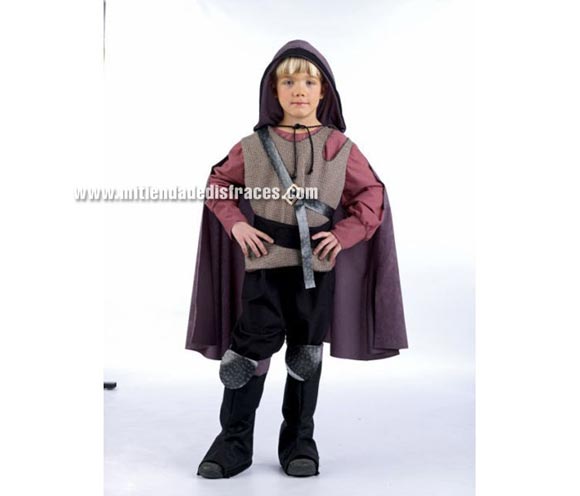 Disfraz de Guerrero Medieval infantil Deluxe. Hecho en España. Disponible en varias tallas. Incluye pantalón, cubrebotas, fajín y camisa con capa y cinturón.