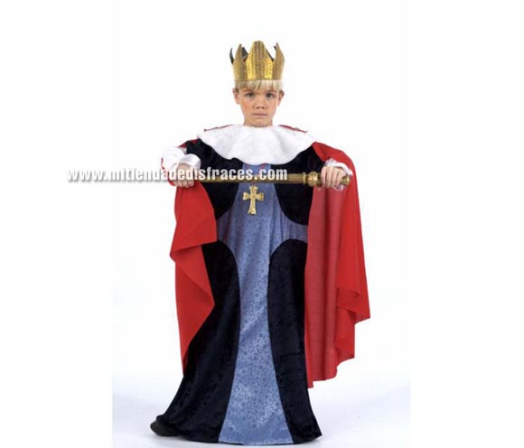 Disfraz de Príncipe Medieval infantil Deluxe. Hecho en España. Disponible en varias tallas. Incluye corona y túnica con capa.