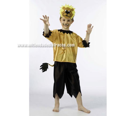 Disfraz de León infantil Deluxe. Hecho en España. Disponible en varias tallas. Incluye camisa, pantalón con cola y antifaz.