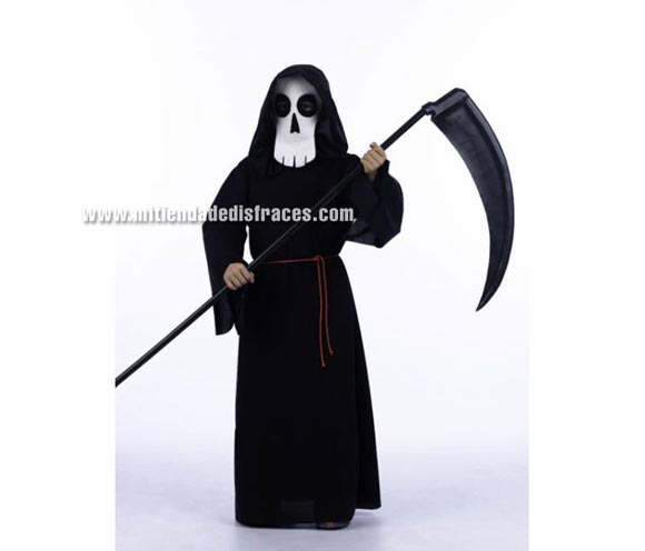 Disfraz de Señor de la Oscuridad infantil Deluxe. Hecho en España. Disponible en varias tallas. Incluye túnica y máscara. Guadaña NO incluida.