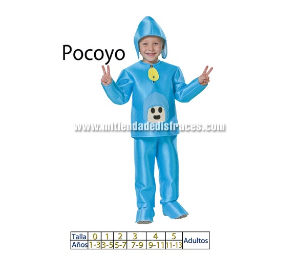 Disfraz de Pocoyo infantil. disponible en varias tallas. Incluye disfraz completo con gorrito. Buena calidad, hecho en España. Un disfraz ideal para Grupos, Peñas y Comparsas. Para Grupos consultar posibilidad de rebaja de presio dependiendo de la cantidad solicitada.