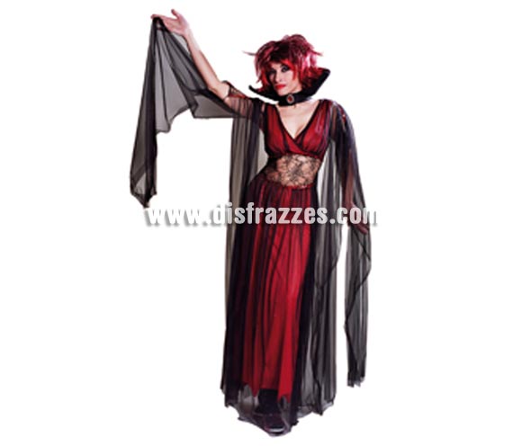 Disfraz de La Novia de Drácula adulta para Halloween. Talla estándar. Incluye vestido completo con velos, cuello alto y broche. Disfraz de Vampiresa adulta. Éste disfraz de Halloween es ideal para celebrar la Fiesta de la Noche de las Brujas cada vez más arraigada en nuestro País en Pub's, Discotecas, Casas particulares,  Restaurantes o Colegios y ayudar a crear un ambiente terrorífico y tenebroso indispensable para la Noche de Halloween la cual se celebra la víspera de Todos los Santos.
¡¡Compra tu disfraz para Halloween en nuestra tienda de disfraces, será divertido!!
