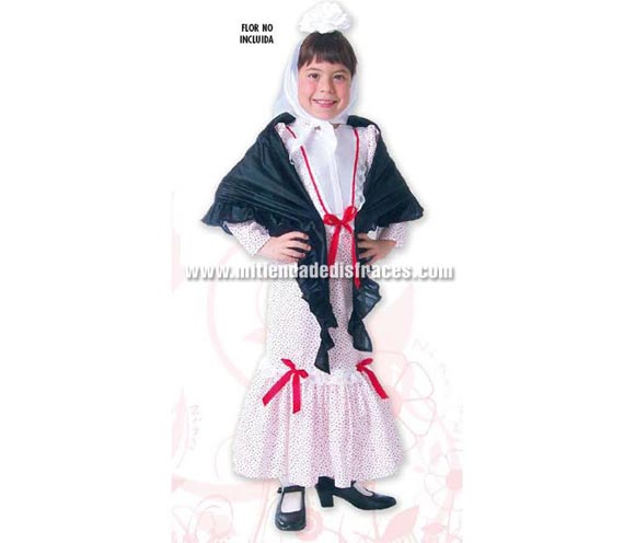 Disfraz de Chulapa infantil. Buena calidad. Hecho en España. Disponible en varias tallas. Flor NO incluida. Disfraz de Chulapa.